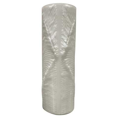 1970s Peill & Putzler White "Feather" Cylindrical Vase