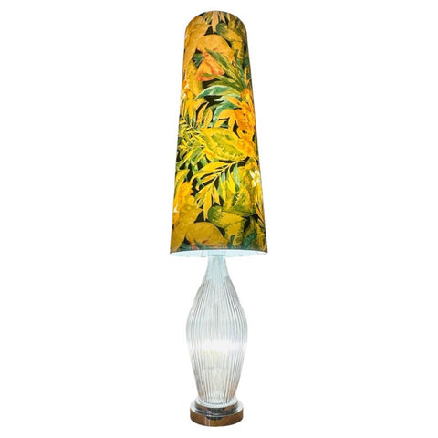 1970s German Retro Ribbed Illuminated Glass Floor Lamp
