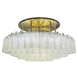 1970s German Doria Tubular Glass & Brass Flush Mount