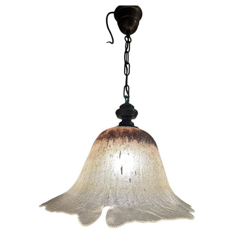 1970s German Putzler Glass Flower Pendant Light
