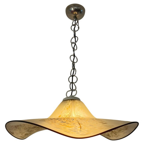 1970s German Pützler Feather Glass Waved Pendant Light