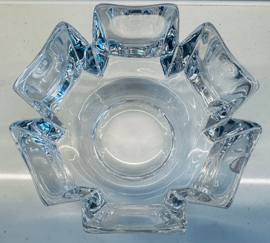 1970s Swedish Orrefors Crystal Glass Corona Bowl – retro