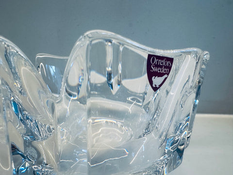 1970s Swedish Orrefors Crystal Glass Corona Bowl – retro living uk