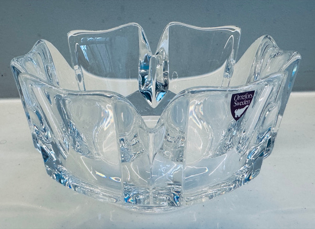 1970s Swedish Orrefors Crystal Glass Corona Bowl – retro living uk