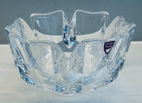 1970s Swedish Orrefors Crystal Glass Corona Bowl – retro