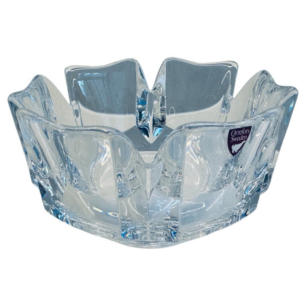 1970s Swedish Orrefors Crystal Glass Corona Bowl – retro living uk
