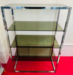 1970s Belgium Chrome & Smoked Glass Shelving Unit