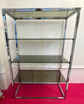 1970s Belgium Chrome & Smoked Glass Shelving Unit