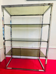 1970s Belgium Chrome & Smoked Glass Shelving Unit