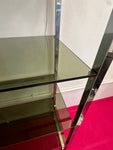 1970s Belgium Chrome & Smoked Glass Shelving Unit