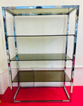 1970s Belgium Chrome & Smoked Glass Shelving Unit