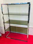 1970s Belgium Chrome & Smoked Glass Shelving Unit