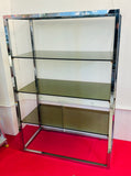 1970s Belgium Chrome & Smoked Glass Shelving Unit