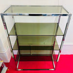 1970s Belgium Chrome & Smoked Glass Shelving Unit