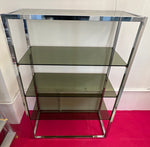 1970s Belgium Chrome & Smoked Glass Shelving Unit
