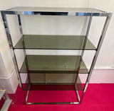 1970s Belgium Chrome & Smoked Glass Shelving Unit