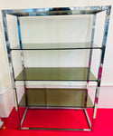 1970s Belgium Chrome & Smoked Glass Shelving Unit