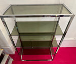 1970s Belgium Chrome & Smoked Glass Shelving Unit