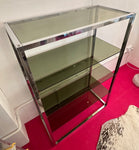 1970s Belgium Chrome & Smoked Glass Shelving Unit