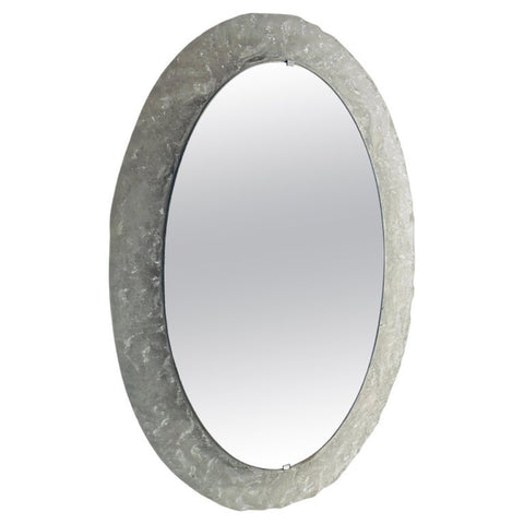 1970s German Frosted-Iced Acrylic Oval Wall Mirror