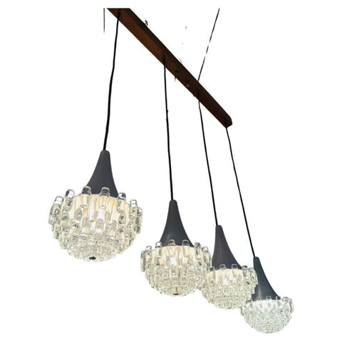 1970s German Hustadt Four Glass Torch Ceiling Light