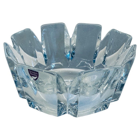 1970s Swedish Orrefors Crystal Glass Corona Bowl