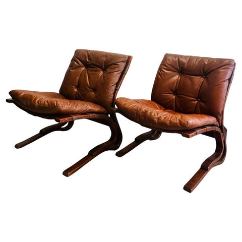 Pair of "Skyline" Bent Beech Lounge Chairs by Einar Hove
