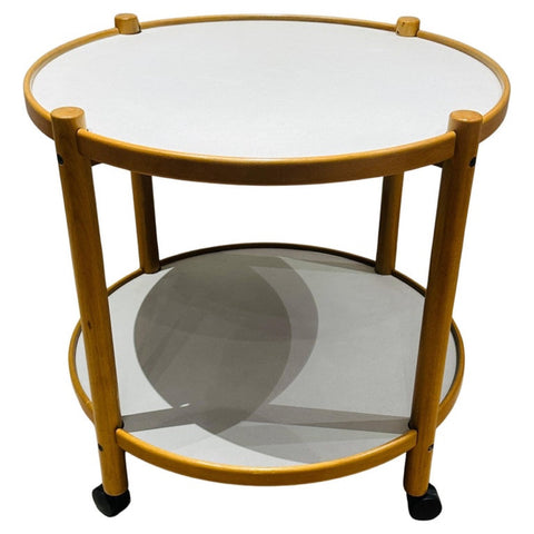 1980s Danish Beech Rolling Bar Drinks Trolley