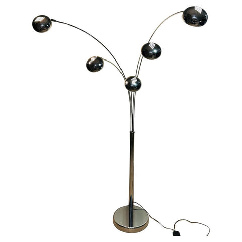 1980s German Christian Koban for DOM Chrome 5 Arm Arc Floor Lamp