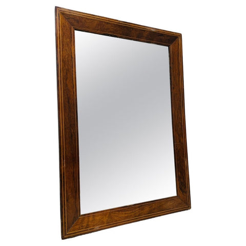 Late 19th Century Antique English Inlaid Walnut Wall Mirror