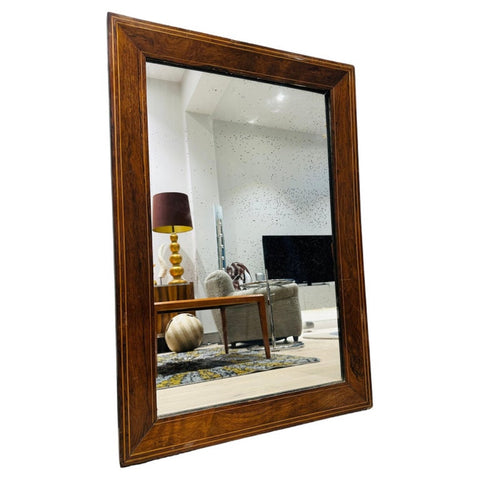 Late 19th Century Antique English Inlaid Walnut Wall Mirror