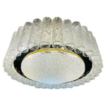 1960s Doria Tubular Crystal Glass & Brass Flush Mount