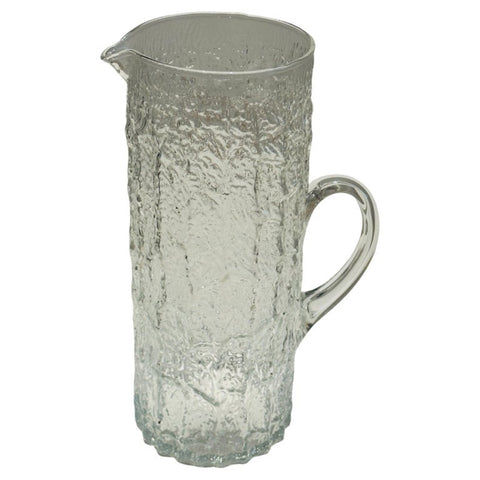 Large 1970s Scandinavian Textured "Ice" Glass Pitcher
