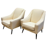 Pair of 1950s French Cream Boucle Lounge Chairs