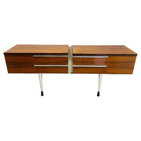 Pair of 1960s Danish Rosewood & Chrome Wall Hung Bedside Tables