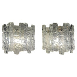 Pair of 1960s Austrian Kalmar Textured Iced Glass Wall Lights