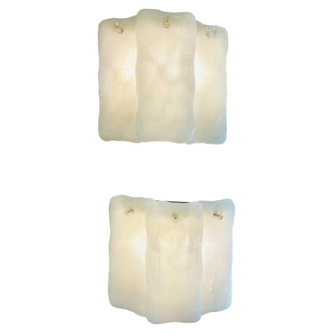 Pair of 1970s Austrian Frosted Glass Wall Lights