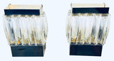 Pair of 1970s German Kinkeldey Faceted Glass & Silver Plate Wall Lights
