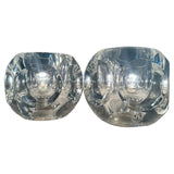 Pair of 1970s Putzler Clear Circular Convex Glass Table Lamps