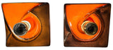 Pair of 1970s German Ceramic Fat Lava Orange & Brown Wall Lights