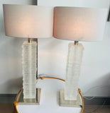 Pair of Crystal Strata Column Porta Romana Table Lamps