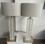 Pair of Crystal Strata Column Porta Romana Table Lamps