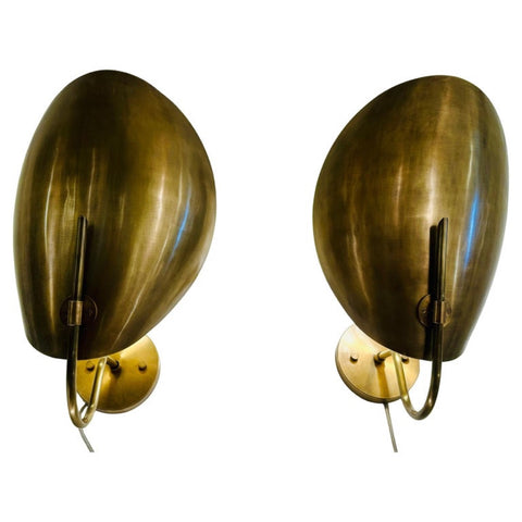 Pair of Contemporary Brass "Beetle" Wall Sconce Uplighters