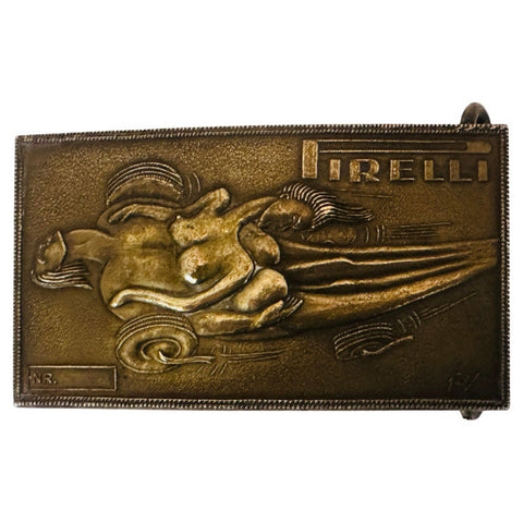 Rare Circa 1970s French Pirelli Salvador Dali Brass Belt Buckle