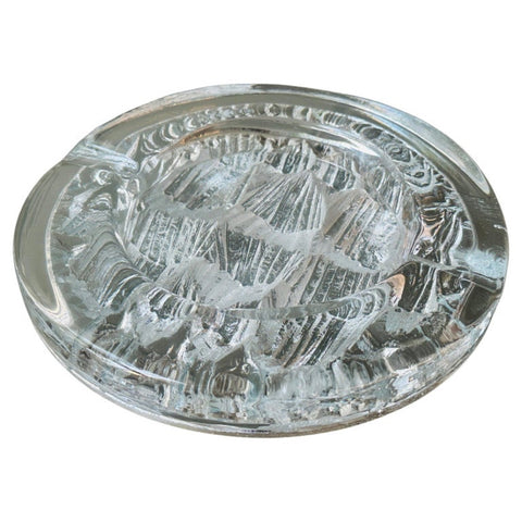 Vintage 1980s Swedish Nybro "Iceberg" Glass Ashtray