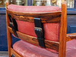 Pair of 1960's Ire Mobler Skillingaryd Leather and Rosewood Swedish Armchairs