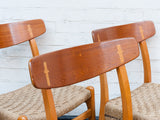 Set of 4 Hans Wegner for Carl Hansen CH-23 Beech and Teak Dining Chairs