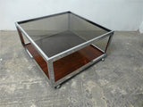 1970's Heal's Chrome and Rosewood Coffee Table