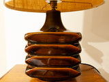 1970's Cari Zalloni 'Facette' Brown Pottery Table Lamp by Steuler of West Germany