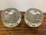 Pair of 1970s Peill and Putzler Frosted Glass Round Ice Cube Table Lamps